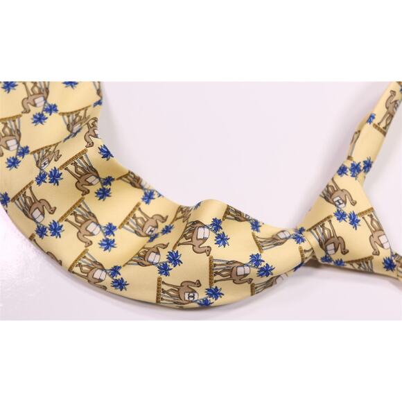 Chanel Yellow Blue Camels Palm Trees Silk Necktie Tie - Picture 1 of 6